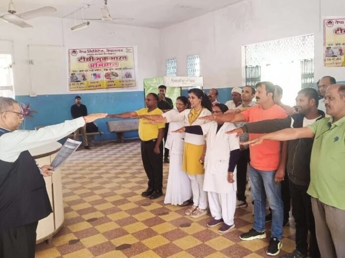 टीबी के लिए स्क्रीनिंग, स्पाइरोमेट्री टेस्ट किए गए:  नेपा लिमिटेड में कर्मचारियों और नागरिकों की हुई स्क्रीनिंग, बचाव के लिए दी जानकारी - Burhanpur (MP) News