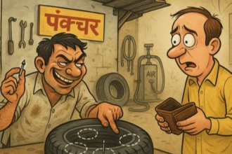 Gurugram Man Exposes Fraud at Petrol Pump Tyre Shop, Reveals ₹8,000 Loss | ​​​​​​​गुरुग्राम में पेट्रोल पंप पर टायर पंक्चर स्कैम: इन्वेस्टमेंट एक्सपर्ट बोला- 1 पंचर बनाने गया, चेक करते-करते 3 और छेद किए, ₹8 हजार गंवाए – gurugram News