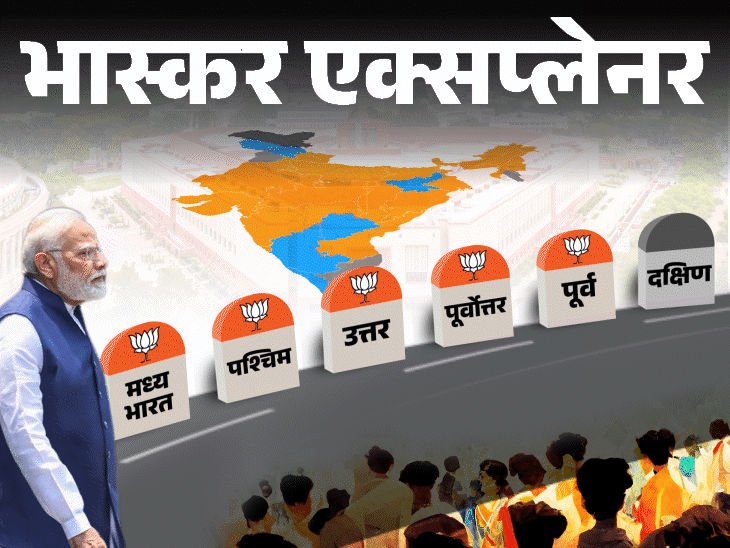 अंग, बंग, कलिंग समेत 22 राज्यों में बीजेपी सरकार:अब केरलम समेत दक्षिण भी जीतने की तैयारी; जानिए 10 साल का पूरा रोडमैप