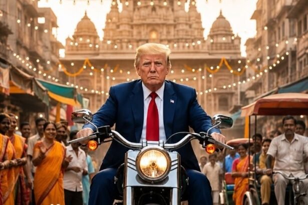 ट्रम्प ने भारत में बाइक चलाने का AI-वीडियो शेयर किया:शेर की सवारी करते दिखे, चांद पर झंडा भी लगाया